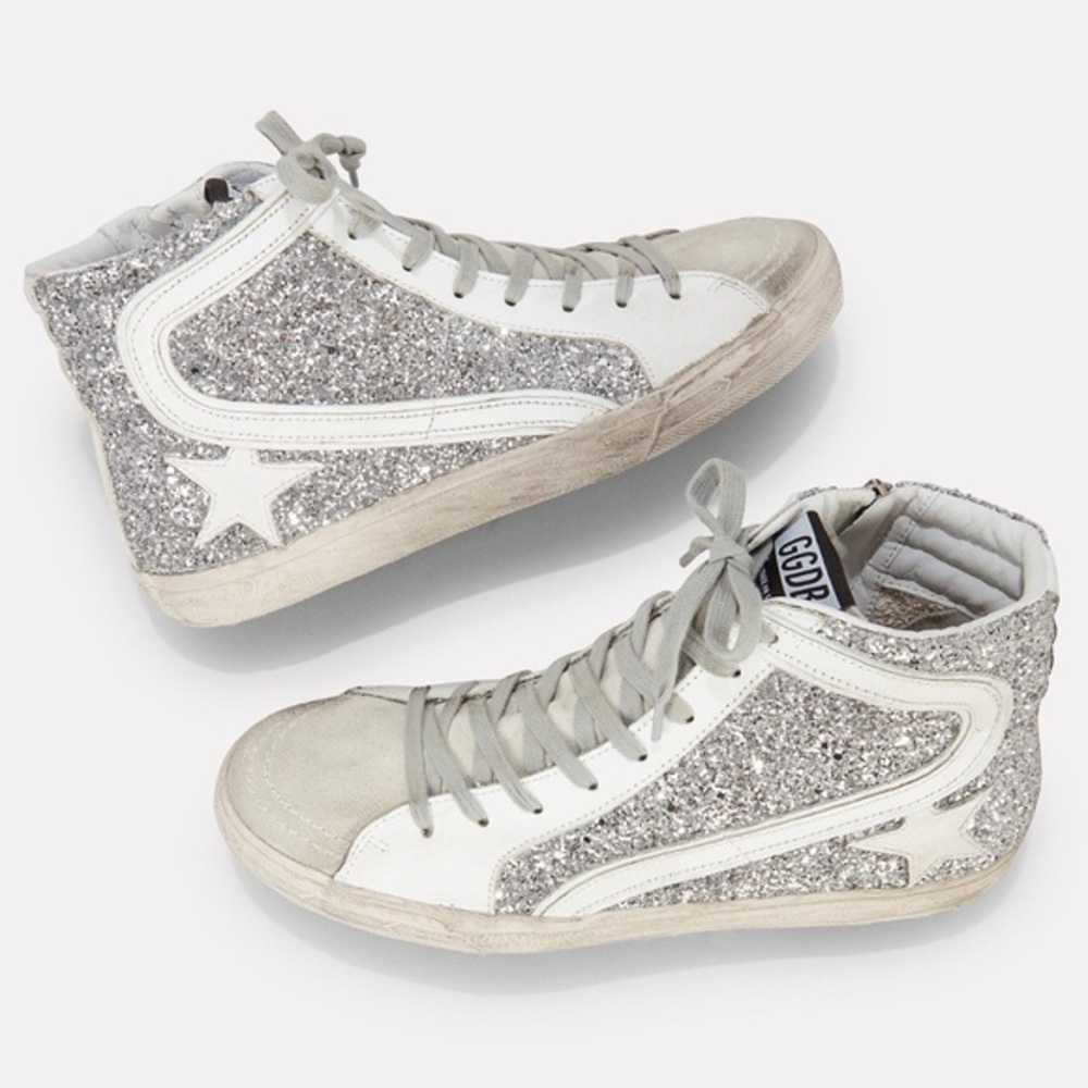 Golden Goose Women's Slide Glitter High Top Sneakers size EU40/US10